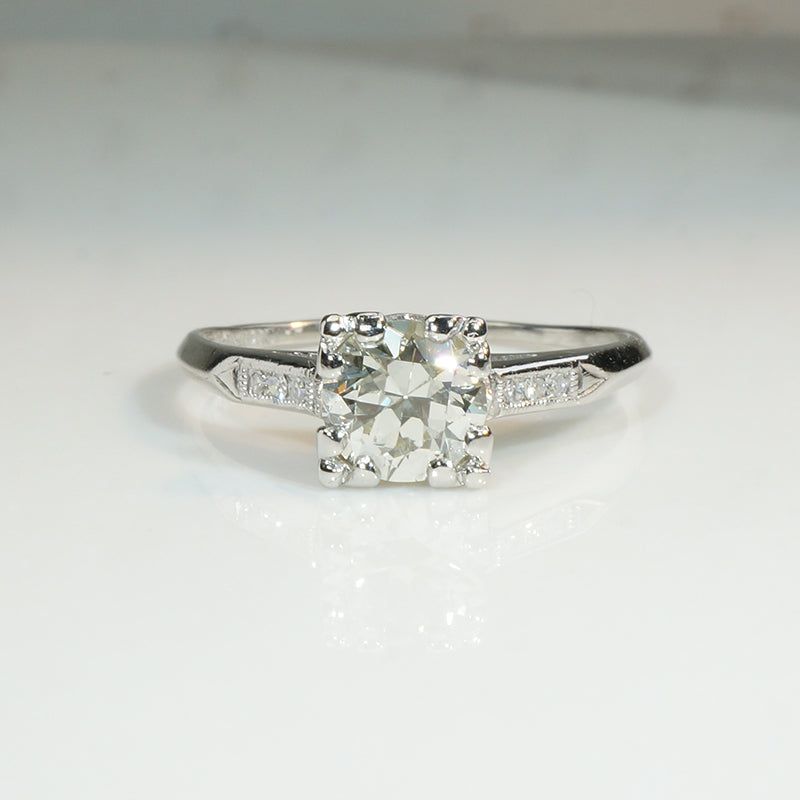 Classic 1ct Diamond Platinum 1940's Engagement Ring