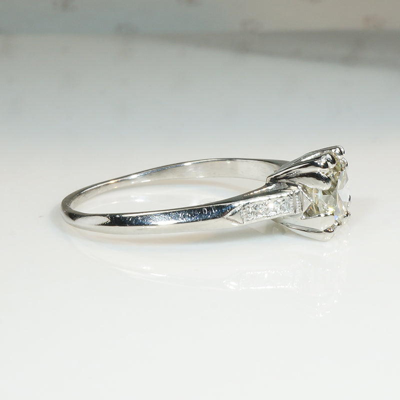 Classic 1ct Diamond Platinum 1940's Engagement Ring
