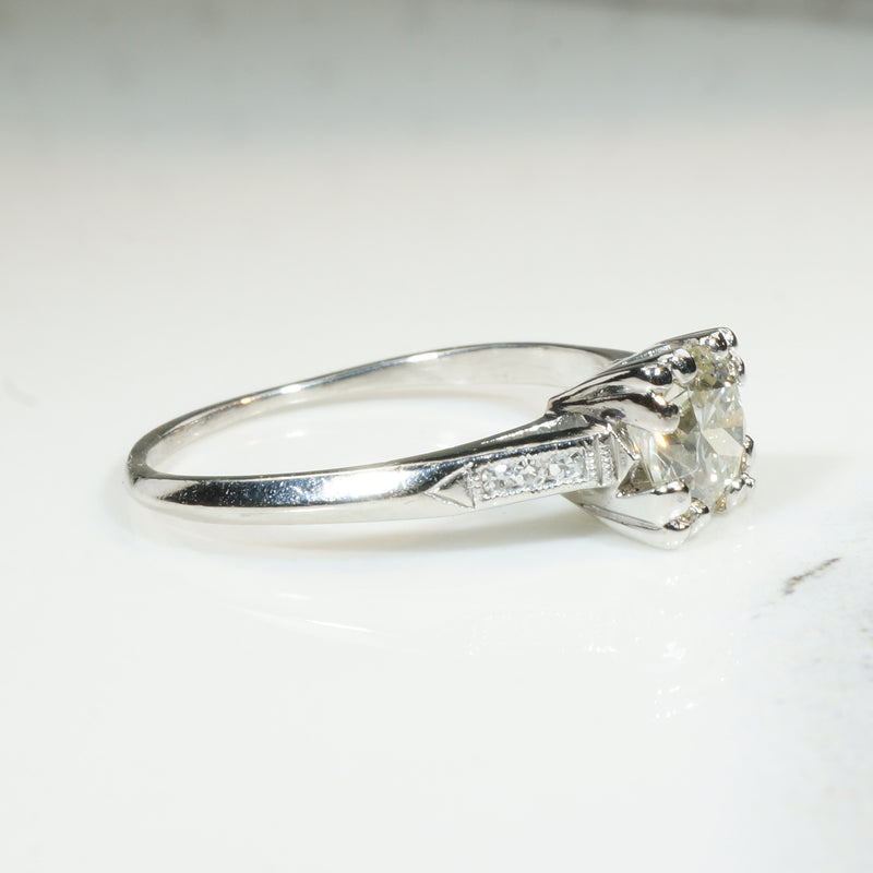 Classic 1ct Diamond Platinum 1940's Engagement Ring