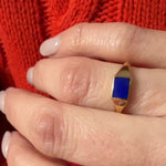 Cool 1970s Lapis and Gold Ring