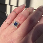 English Sapphire & Diamond Picture Frame Ring