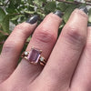 Mauvish-Pink Emerald-Cut Tourmaline & Diamond Ring