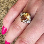 Glorious Golden Topaz Cocktail Ring with Diamonds