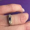 French Cut Sapphire & Diamond Two-Tone Gold Ring