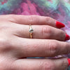Eccentric Old Mine Cut Diamond in Dainty Gold Ring