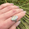 Psychedelic Abalone in Sterling Silver Deco Ring