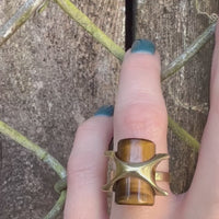 Astonishing Tigers Eye Sculptural Mid Mod Ring