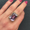 White and Yellow Gold Filigree Amethyst Ring