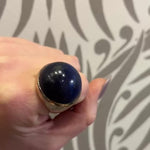 Fabulously Big Ball of Lapis Gold Ring