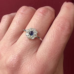 Edwardian Sapphire & Diamond Cluster Flower Ring