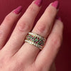 Wide 18k Gold Band with Harlequin Gems