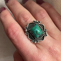 Highly Detailed Turquoise & Sterling Overlay Ring