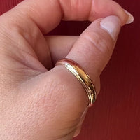 Size 14 Half Round Stepped Edge Gold Band