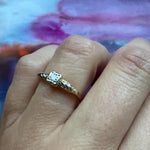 Two-Tone Gold Retro Diamond Solitaire Ring