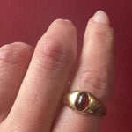 Glorious Garnet Cabochon 18k Gypsy Band