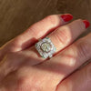 Sparkling Diamond set Square Ring with Emerald Accents