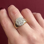 Dazzling Diamond Cluster on Curvaceous Gold Band