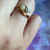 Old Mine Cut Diamond & Pearl in Rose Gold Bypass Ring