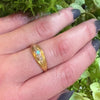 English 18ct Gold "Eye" Band with Opal & Diamond