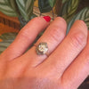 Decorative Old Mine Cut Diamond in White & Green Gold Ring