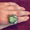 Pebbled Green Turquoise in Creative Silver Ring