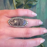 Dappled Agate in Rocker Stamped Silver Ring