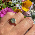 Moss Agate & Diamond in Gold Bezel Ring