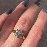 Antique Old Mine Cut & Old European Cut Diamonds in Platinum & Gold Engagement Ring