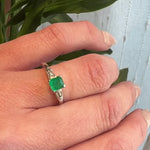 Fresh Green Emerald Engagement Ring with Baguette Accents