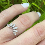 Diamond Set Leafy Curved Wedding Band