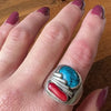 Bright Coral & Turquoise in Sterling Ring