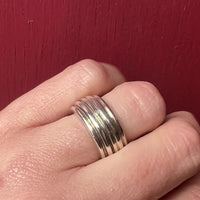 Heavy Grooved Sterling Band Marked "Paris AF"