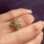 Sparkling Old Mine Cut Diamond Flower Ring