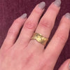 Wide Florentine Finish Gold Band with Scalloped Edges