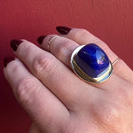 Monumental Lapis & 18k Gold Modernist Ring by Stittgen