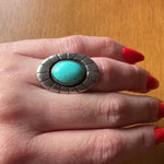 Cyan Turquoise in Chunky Sterling Ring