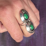 Double Shadowbox Malachite & Sterling Ring