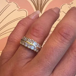 Deluxe Double Row Princess Cut Diamond & 18k Gold Band