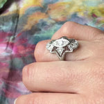 Lacy Beautiful Platinum Filigree Diamond Knuckle Ring