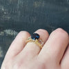 Cushion Cut Sapphire & Baguette Diamond Ring