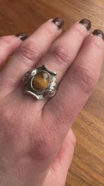 Tigers Eye in Elaborate Sterling Silver Ring