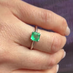 Glowing Green Emerald in Recycled Platinum