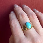 Egyptian Revival Lotus Ring in Gold & Turquoise