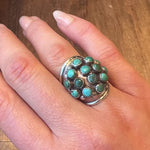 Turquoise Studded Sterling Silver Bombé Ring