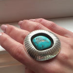 Oversized Shadowbox Turquoise & Sterling Ring