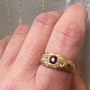 Scarlet Ruby & Sparkling Diamond Engraved Victorian Ring