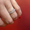 Pretty Fluted 14k White Gold & Diamond Wedding Band