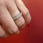 Pretty Fluted 14k White Gold & Diamond Wedding Band