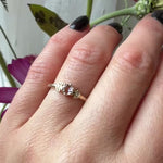 Rose Cut Diamond Crescent Moon Ring