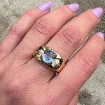 Daring Art Moderne Sapphire & Diamond Ring